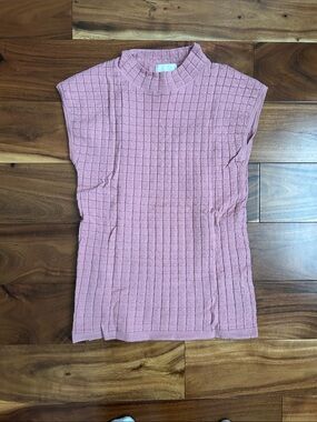 Ribbed Mock-Neck Sleeveless Tank in Dusty Pink